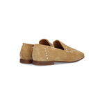 Alpe Suede Loafer in sand colour with decorative stud detail on the front.
