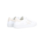 Alpe women's trainers in white with beige heel and detail on the side.