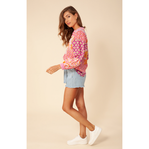 An image of the Hale Bob V Neck Print Shirt