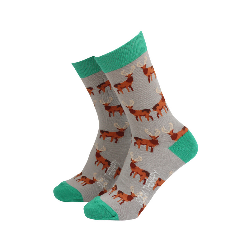 An image of the Smiling Faces Red Stag Socks