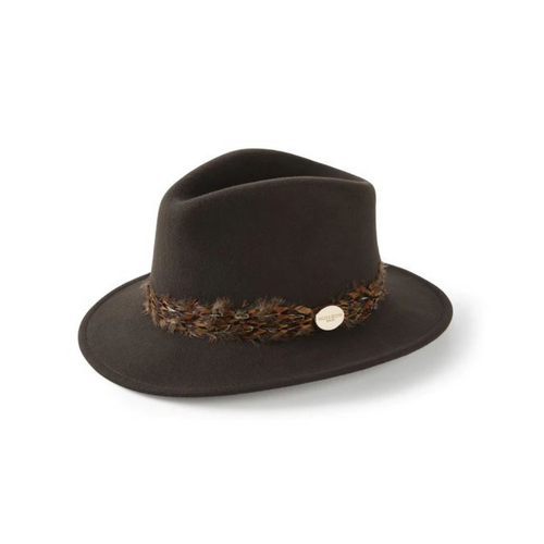 An image of the Hicks & Brown Suffolk Pheasant Feather Wrap Fedora