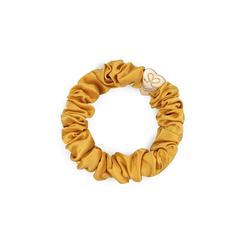 Gold Heart Silk Scrunchie