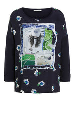 An image of the Oui 3/4 Sleeve Sparkle Front Top