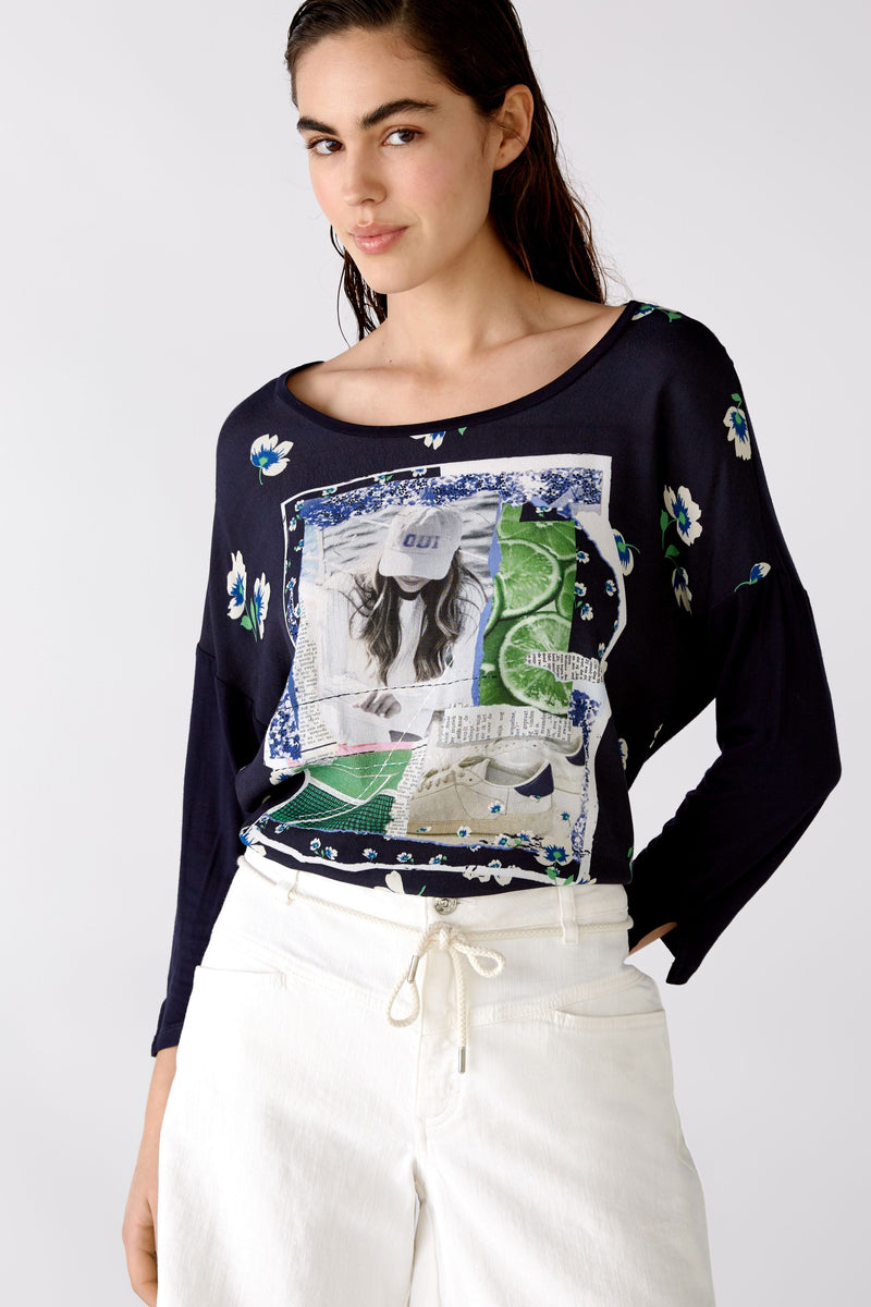 An image of the Oui 3/4 Sleeve Sparkle Front Top