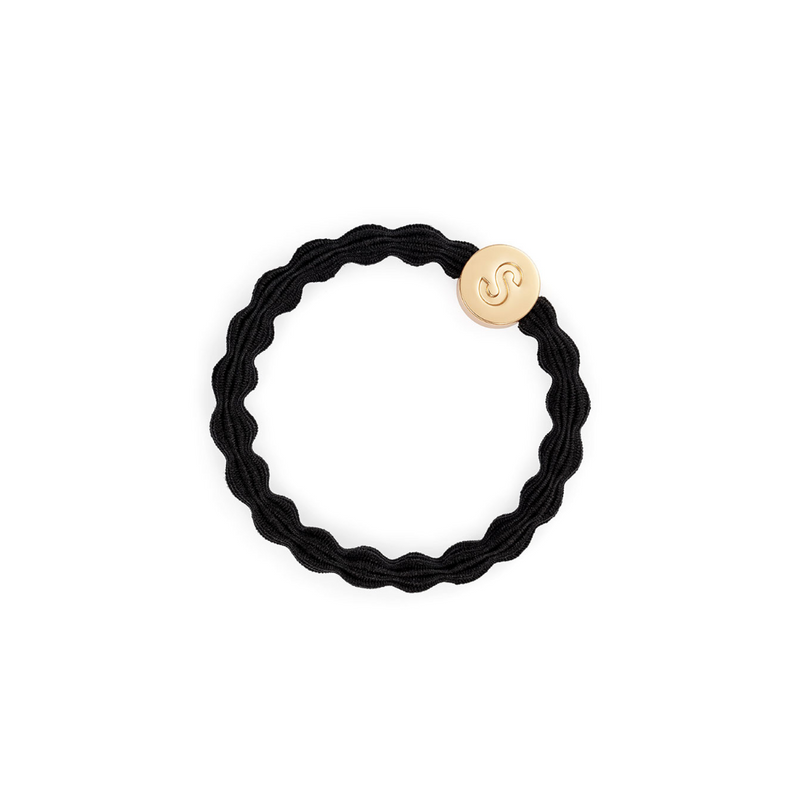 An image of the By Eloise Gold Letter Charm Elastic Hairband