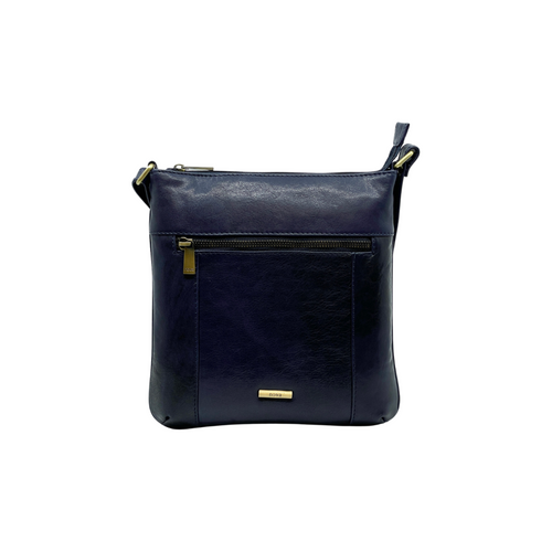 Nova Handbag. A stylish, timeless crossbody bag made with leather, in the colour navy.