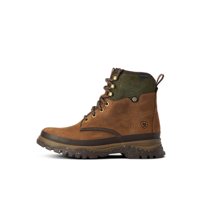 An image of the Ariat Women's Moresby Waterproof Boot in the colour Brown/Olive.