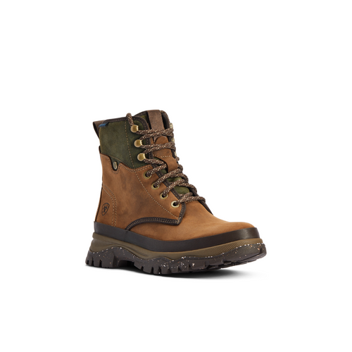 An image of the Ariat Women's Moresby Waterproof Boot in the colour Brown/Olive.