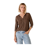 An image of the Oui 3/4 Sleeve Animal Print Blouse
