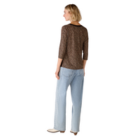An image of the Oui 3/4 Sleeve Animal Print Blouse