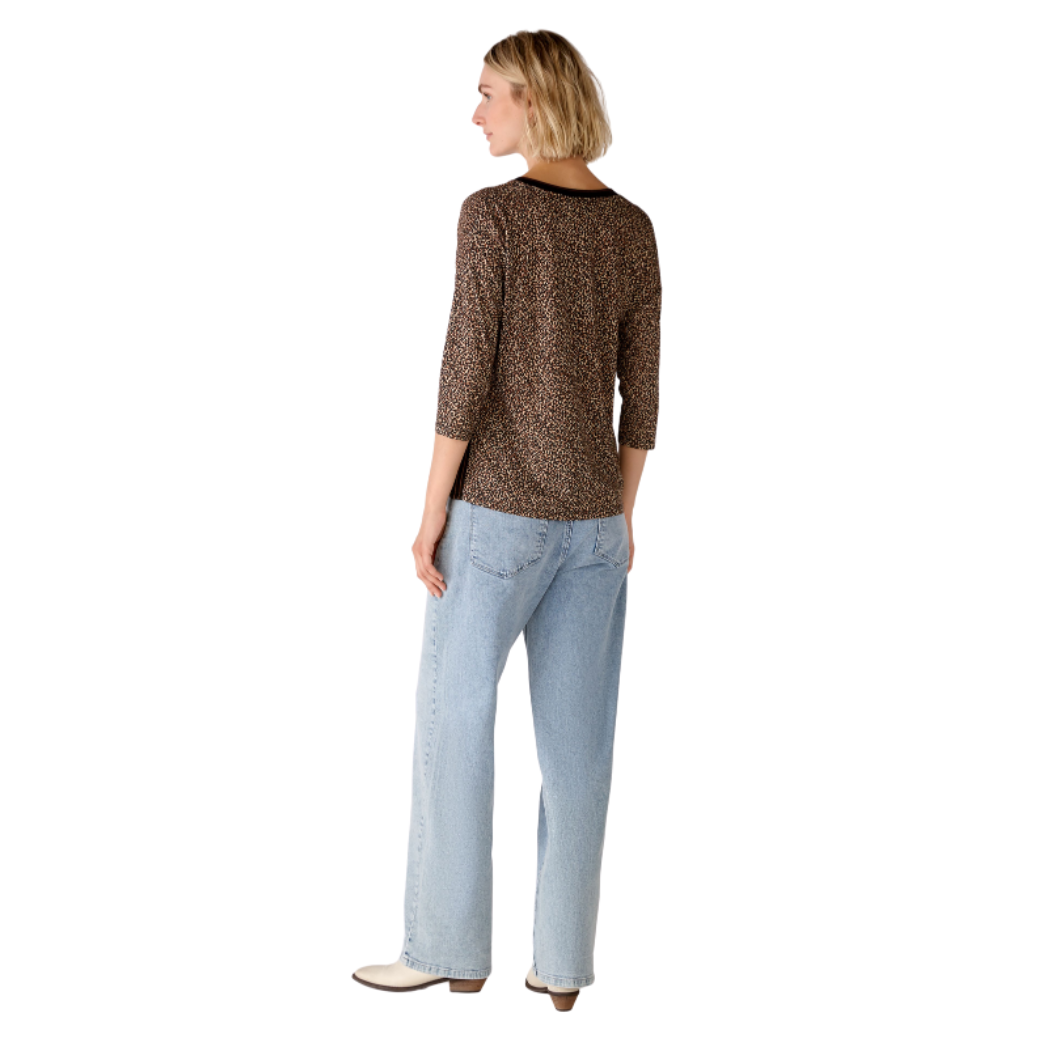An image of the Oui 3/4 Sleeve Animal Print Blouse