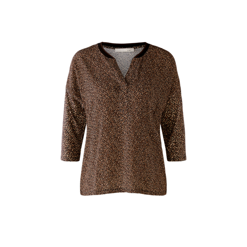 An image of the Oui 3/4 Sleeve Animal Print Blouse