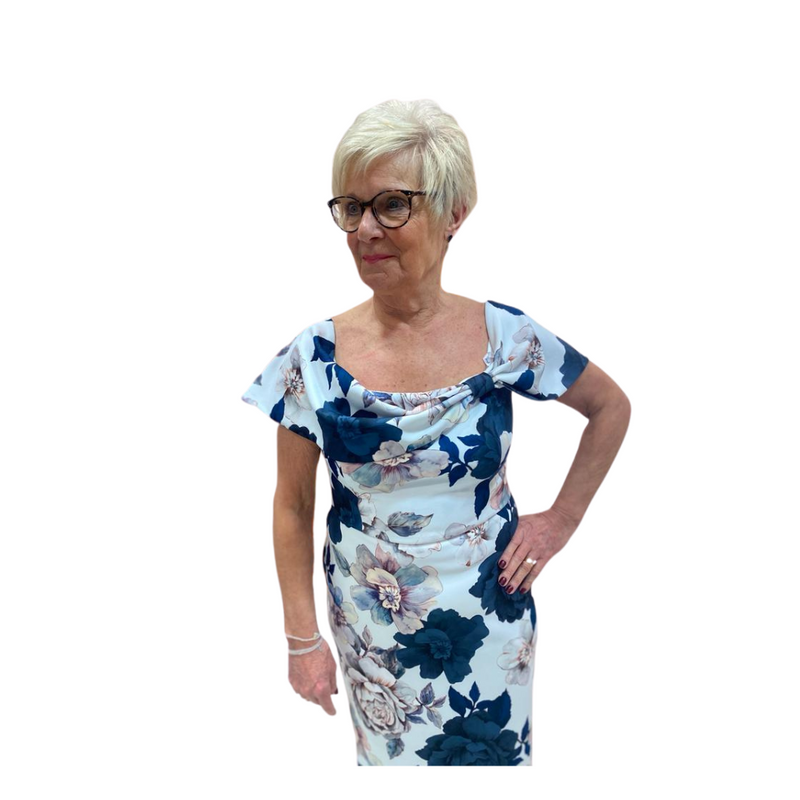 An image of the Joseph Ribkoff Floral Bardot Dress