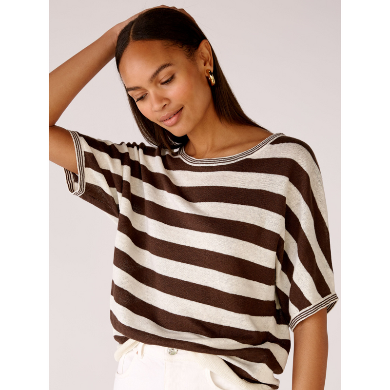 An image of the Oui Short Sleeve Stripe Jumper