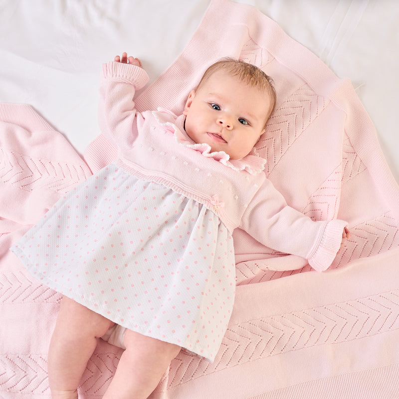 Cotton Spotty Dress With Ruffle Collar