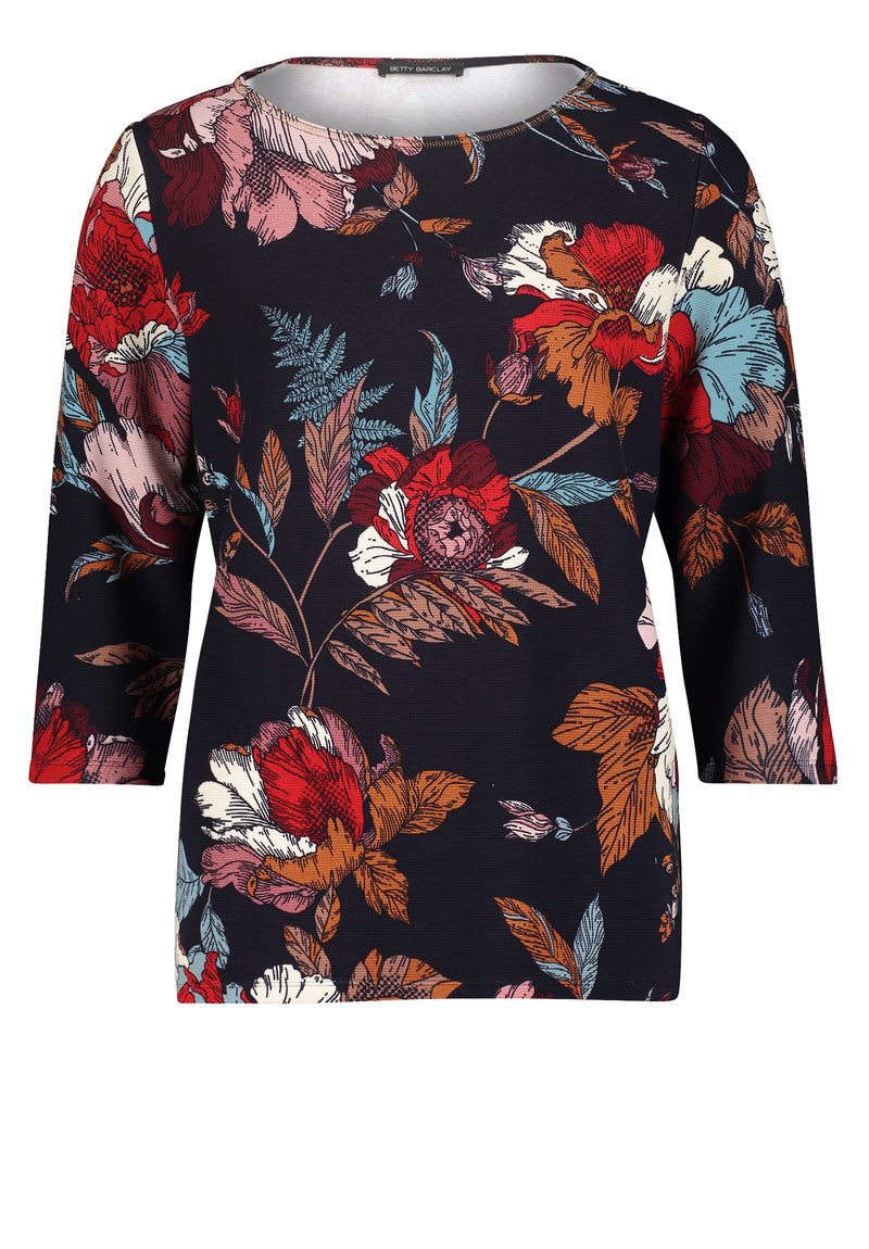 An image of the Betty Barclay 3/4 Sleeve Sweatshirt with multicoloured floral print.