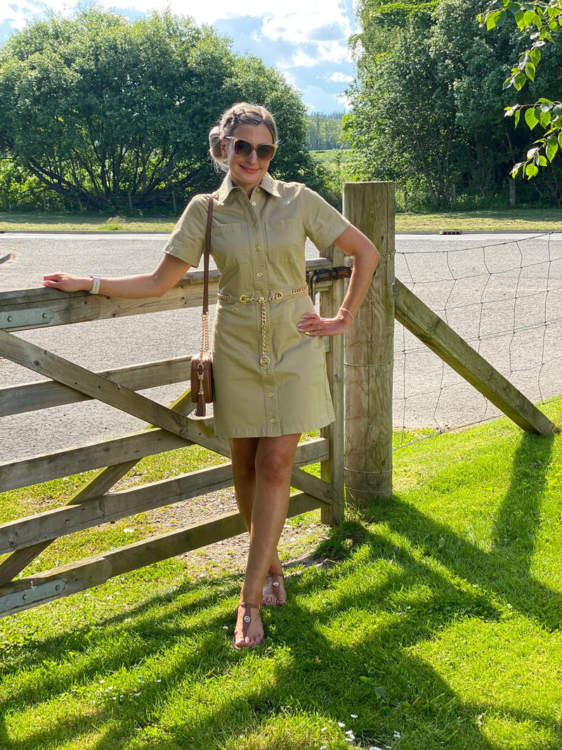 Chain Belt Shirt Dress