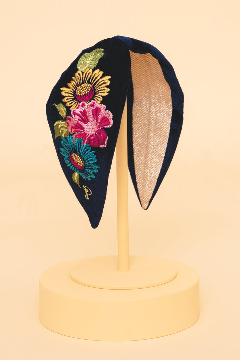 An image of the Powder Embroidered Velvet Headband