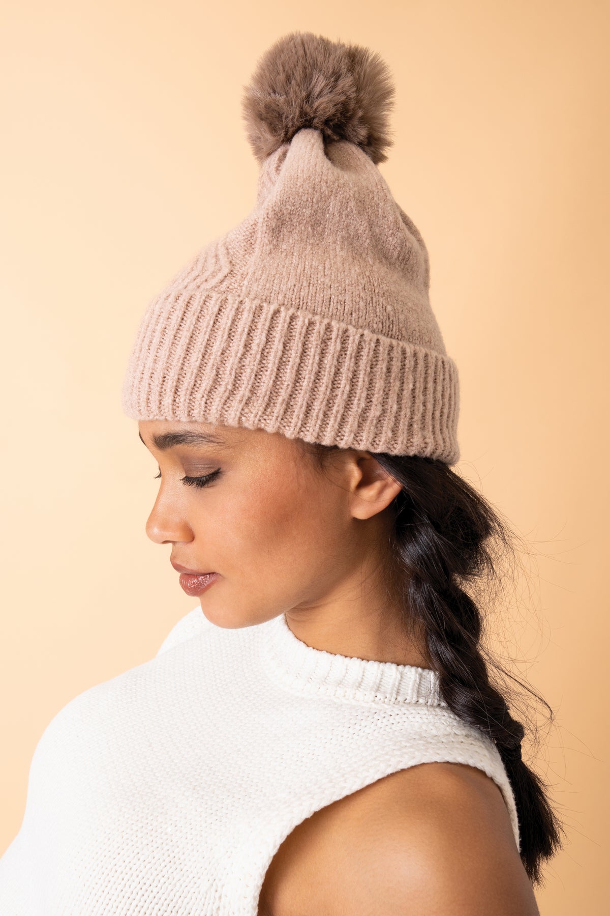 An image of the Powder Ingrid Pom Pom Hat
