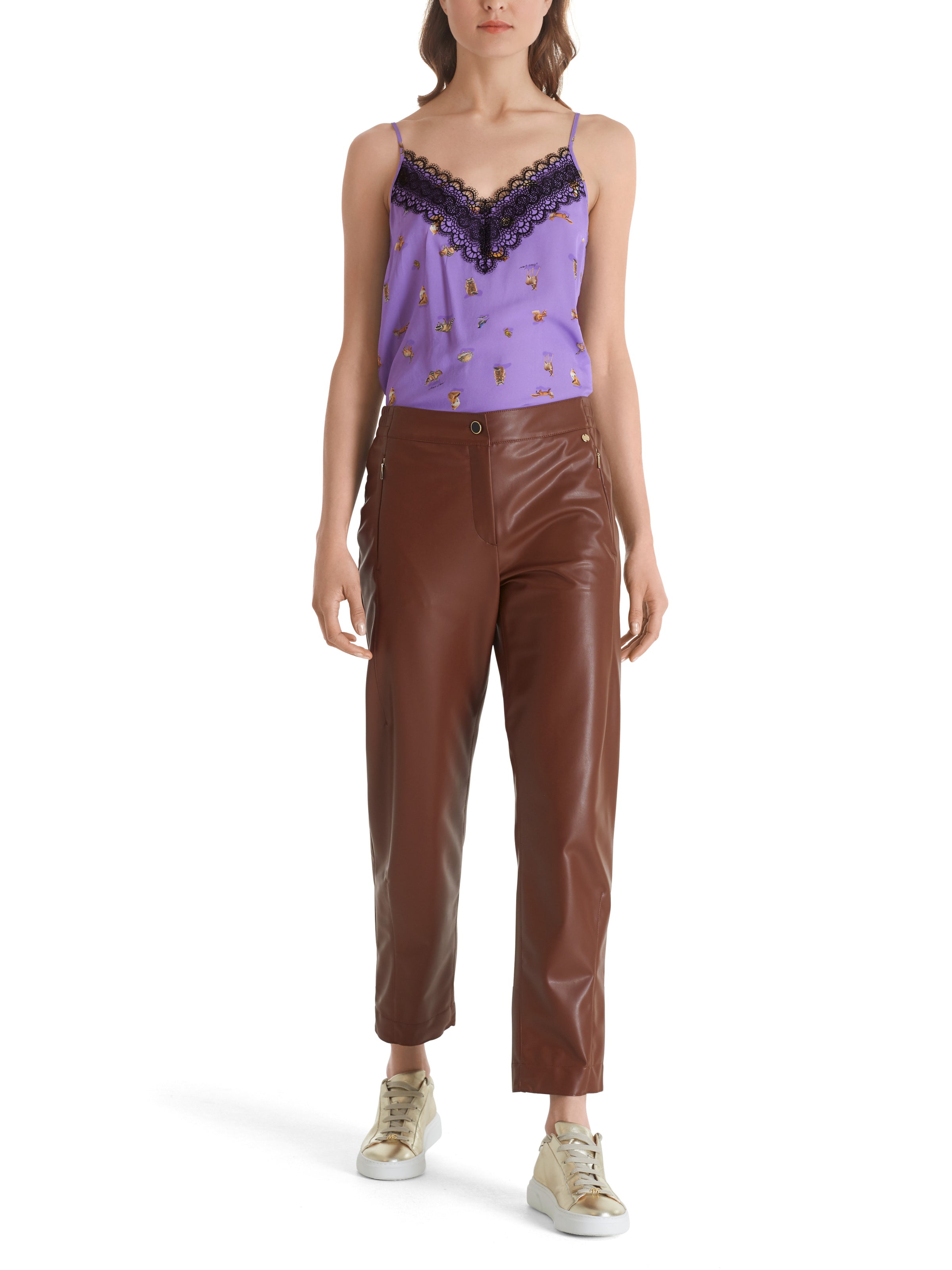An image of the Marc Cain Casual Faux Nappa Leather Trousers