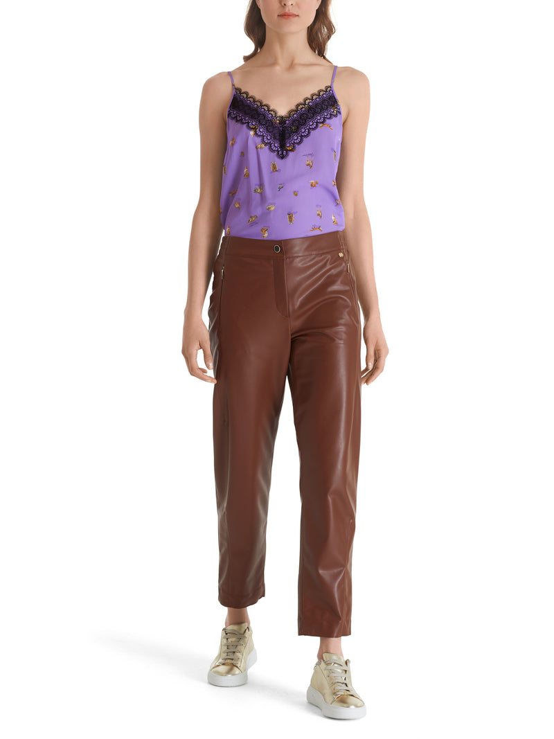 Casual Faux Nappa Leather Trousers