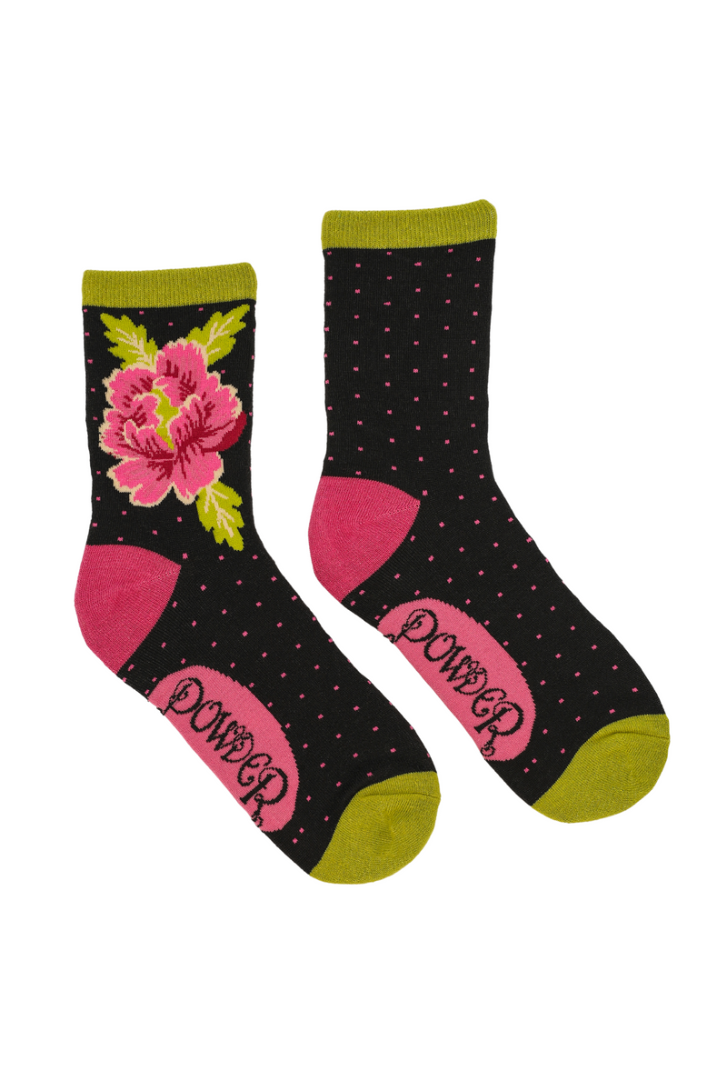 Painted Peony Ankle Sock