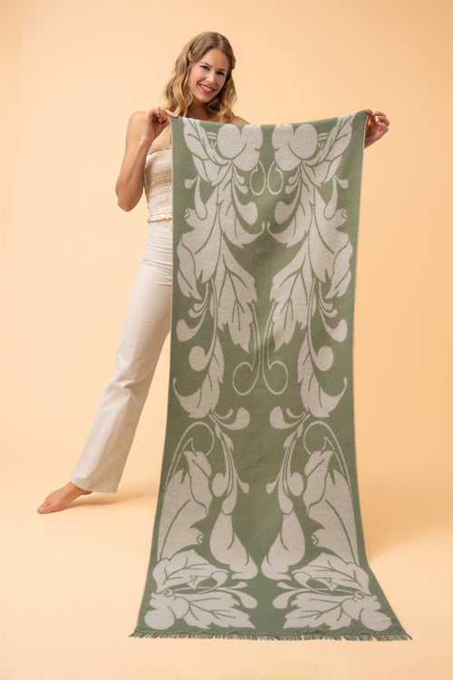 An image of the Powder Opulent Flourish Woven Scarf