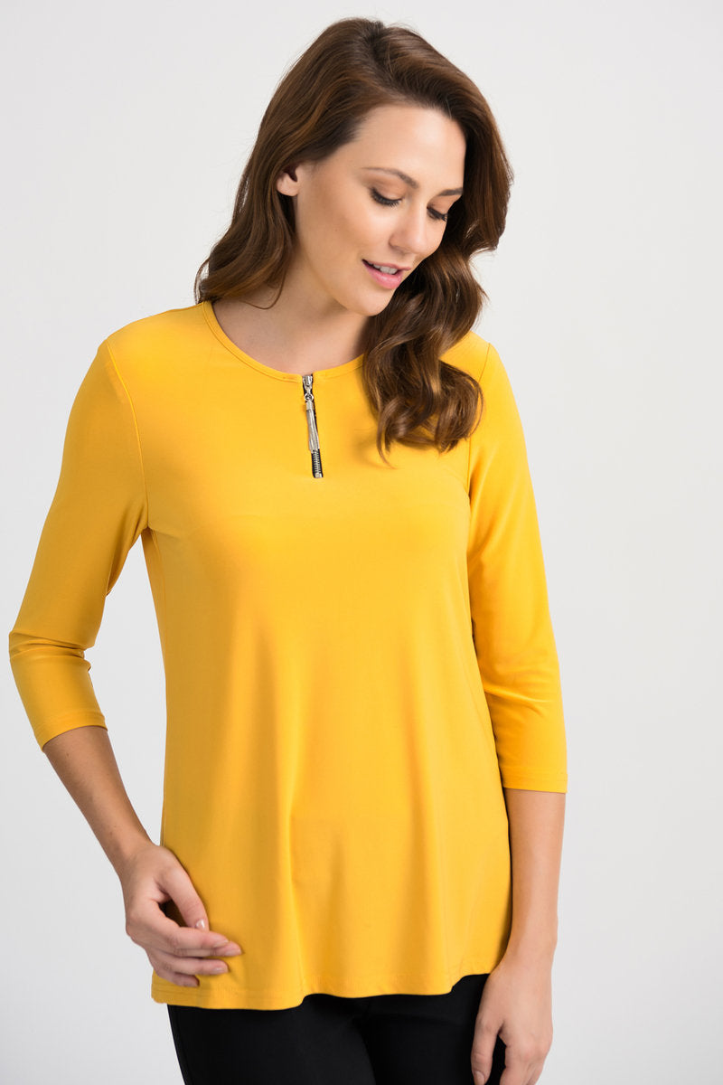 3/4 Sleeve Zip Front Tunic