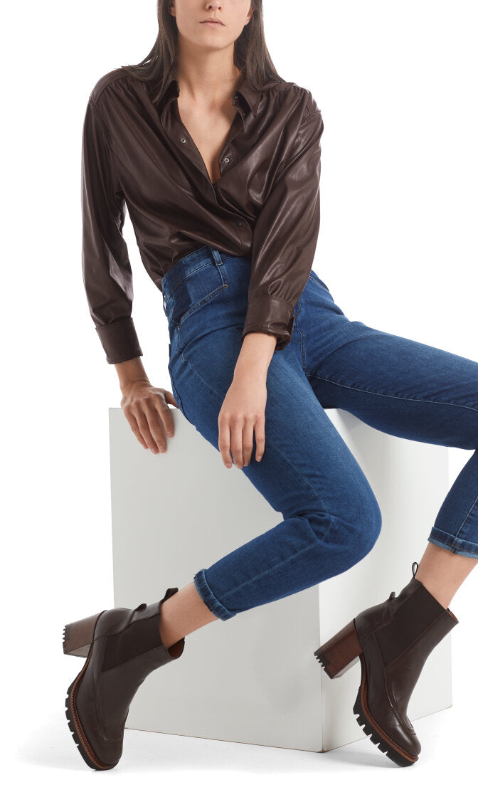 An image of the Marc Cain B PLEATHER SHIRT
