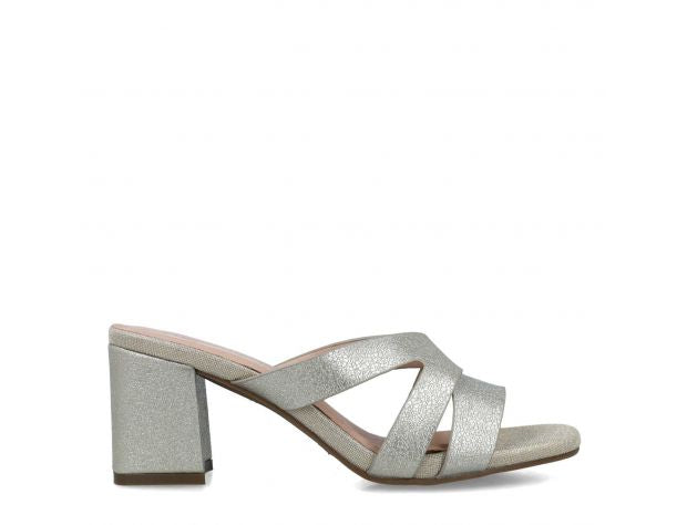 An image of the Menbur Block Heeled Glitter Sandal