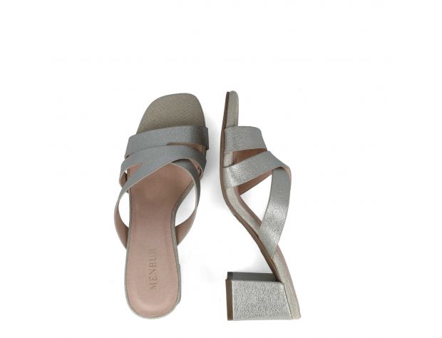 An image of the Menbur Block Heeled Glitter Sandal